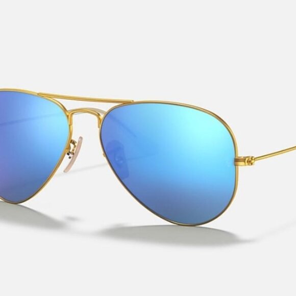 Ray-Ban Aviators Blue Lens – Unisex | Classic Gold Frame | Includes Case - Picture 2 of 3